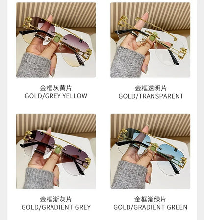 Dámské sluneční brýle bez obrouček, luxusní značkové, vintage, UV400, pánské sluneční brýle, Lunette, Shades De Soleil, Femme, Gafas De Sol Mujer, Lentes