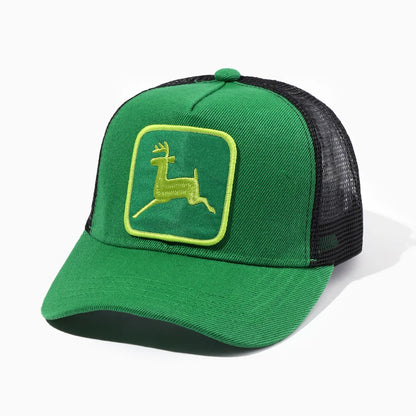 Elk Embroidery Duckbill Cap for Women, Sun Protection Wide Brim Baseball Cap, Adjustable Mesh Cap, Export Ready Stock Hat