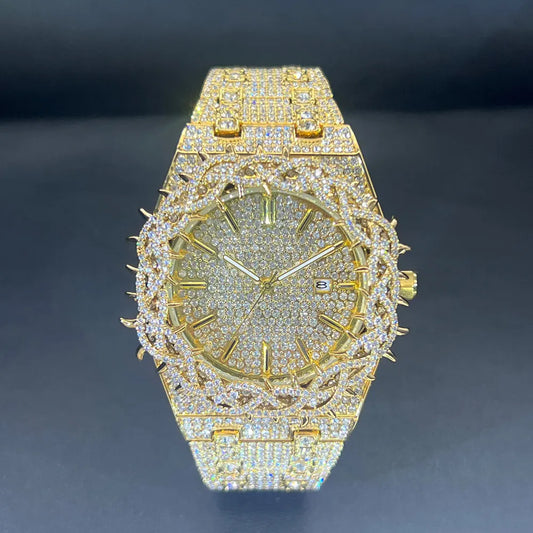 New Luxury Watch For Men Brand MISSFOX Hip Hop Lced Out Diamond Watches Fashion Hollow Out Quartz Clock 2026 Man Dropshipping