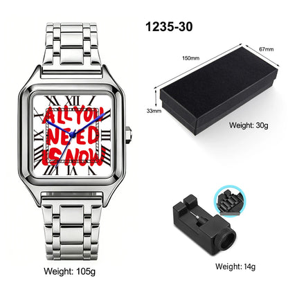 FUCK9.5 Stainless Steel Alloy Square Dial Simple Elegant Ins Style Light Luxury High-end Unisex Square Waterproof Quartz Watch