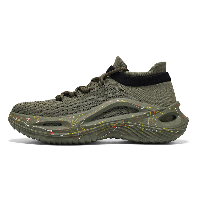Chaussures de sport pour homme en maille légère et souple, semelle épaisse, antidérapantes, chaussures de tennis à lacets, pour le fitness en plein air et la course à pied au printemps