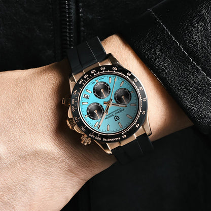 PAGANI DESIGN New Gold Blue Luxury Quartz Watch For Men Gift Box VK63 Movt Chronograph Sapphire Crystal Stainless Steel Watch