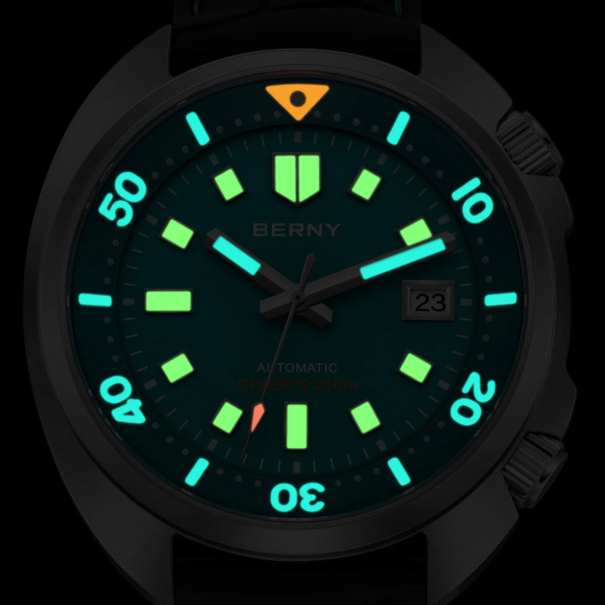 BERNY 20ATM Diver Watch For Men Mechanical Miyota 8215 Sapphire Sports Diving Luminous Anti-collision Crown Dual Crown Men Watch