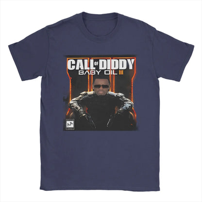 Men T-Shirt Call of Diddy Party Brainrot Sigma Humorous 100% Cotton Tees Short Sleeve  T Shirt O Neck Clothes Classic