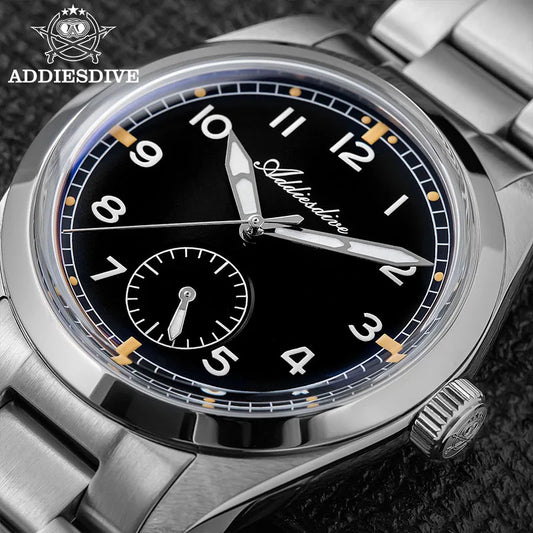 Relógio de quartzo ADDIESDIVE 36mm para homem VH60, luminoso BGW9, vidro em cúpula tipo bolha, resistente à água 10Bar, em aço inoxidável