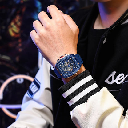CURREN Men’s Luxury Square Quartz Chronograph Watch Waterproof, Luminous Dial & Date Display