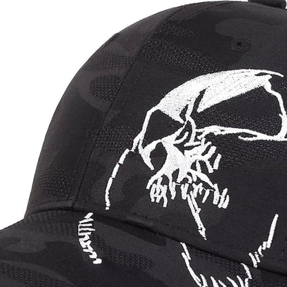 Casquette de baseball unisexe à motif brodé et design squelette, ajustable, pour le plein air, printemps et automne, chapeau décontracté de protection solaire