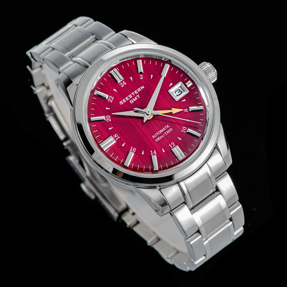 SEESTERN Men's Automatic Mechanical Wristwatch NH34 GMT Movement 10bar Waterproof Domed Sapphire Crystal Watch Limited S446 New