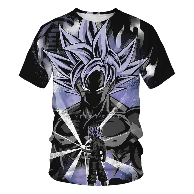 T-shirt Dragon Ball para Criança, Top Tee com Figuras de Anime Son Goku Super Saiyan, T-shirt para Rapaz, Roupa Infantil de Verão de Manga Curta