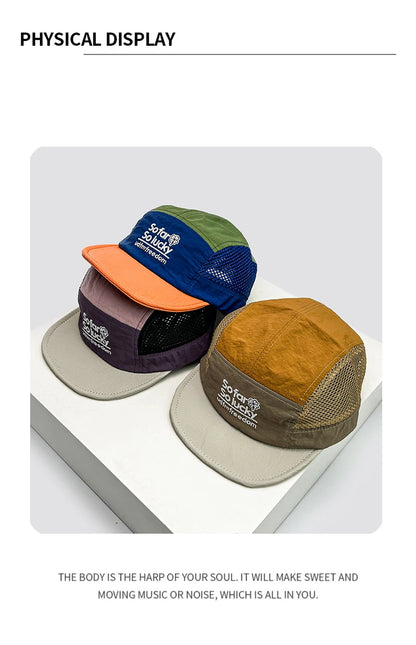 Unisex Flat Eave Embroidered Letters Baseball Hats Breathable Korean Sunshade Quick Drying Peaked Caps Niche Versatile ins