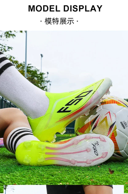 New Men Soccer Shoes Grass Cleats High-quality Match Outdoor Football Boots Non-Slip Boys Sneakers Hot-selling High-top Light