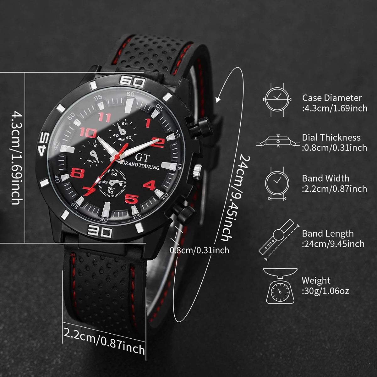 Men’s Sports Quartz Watch Casual Silicone Strap, Stylish Analog Dial & Lightweight Wristwatch