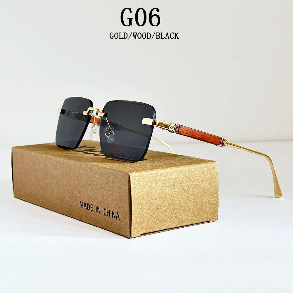 Čtvercové sluneční brýle pro ženy, trendy vintage designové bezrámové sluneční brýle pro muže, módní brýle na dovolenou, Lentes De Sol Mujer