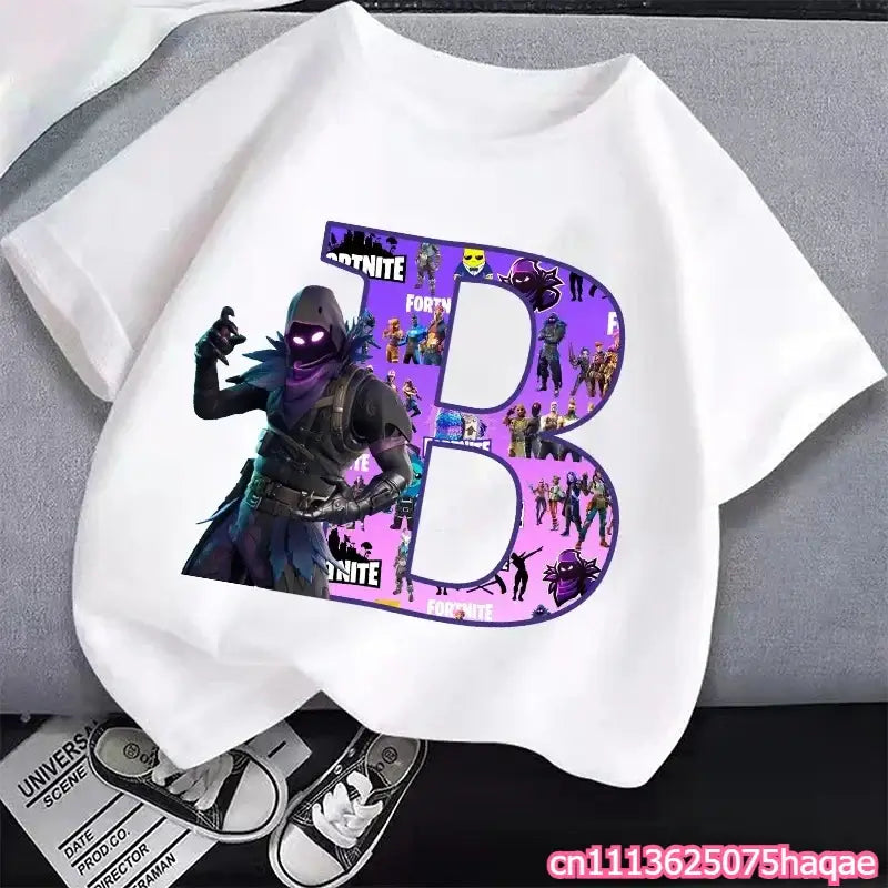 New Fortnites Kids T-shirts Cartoon Letter Graphic T-shirts Boys Girls Summer Casual Sports Short Sleeves Tops Children Clothing