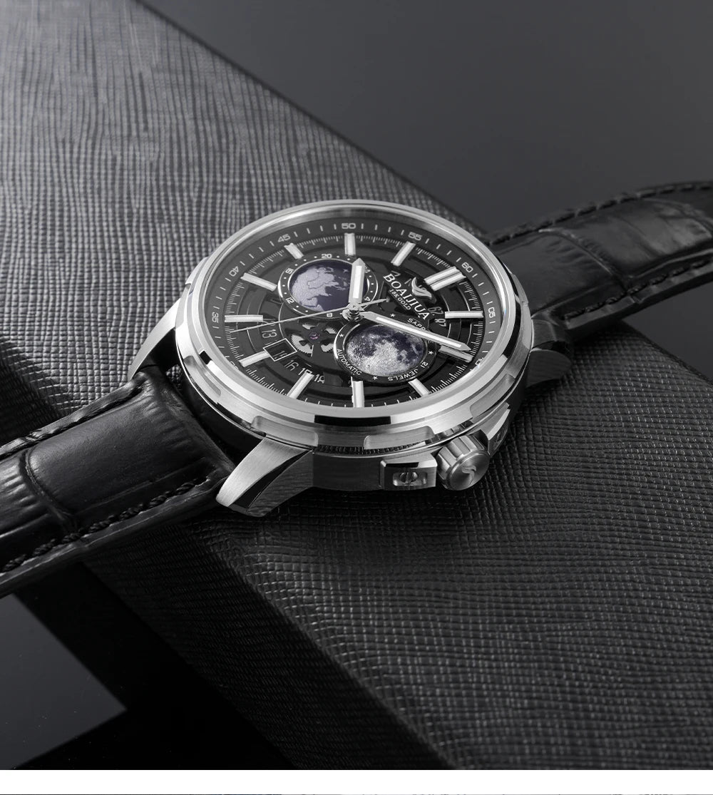 BORIAGE(BOAIJIUA) vollautomatische mechanische Herrenuhr mit Originaldesign, wasserdichte leuchtende mechanische Armbanduhr