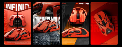 Mouse de gaming wireless Angry Miao Infinity, metalic, ultraușor, cu carcasă perforată, hot-swappable, PAW3950, Dual 8K, cu fir, tri-mode, portocaliu