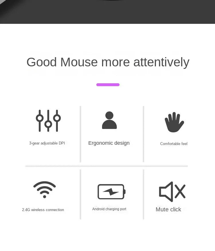 BTS-908 Mouse verticale ricaricabile di tendenza, mouse wireless ergonomico con ricevitore USB 2.4G, DPI regolabile fino a 1600 e 6 pulsanti