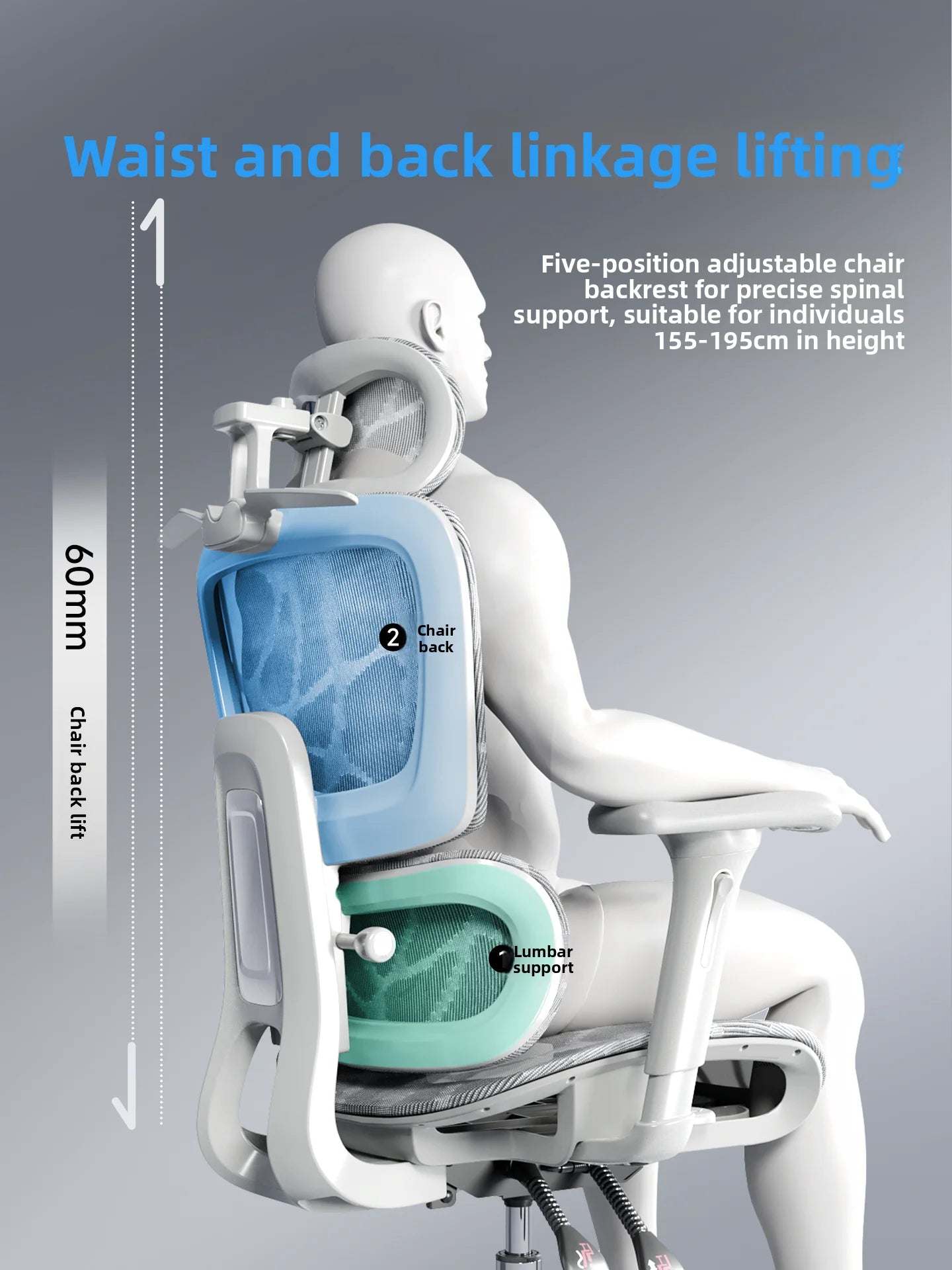 Ergonomic Office Chair with Lumbar Support, Adjustable Height Gaming Chair, Comfortable Computer Chair with Swivel Recliner Design for Home & Office