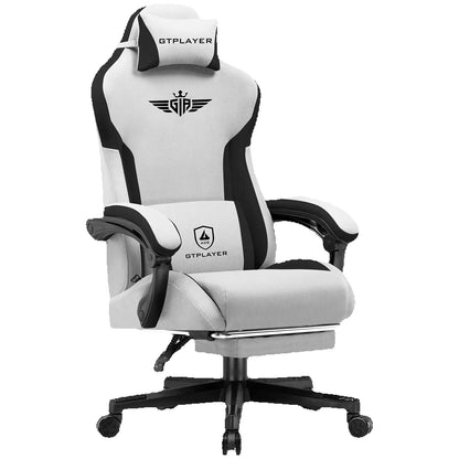 GTPLAYER Gaming Chair Ergonomic Fabric Gamer Chair with Lumbar Support, Adjustable Reclining PC Gaming Chair with Footrest and Widened Backrest