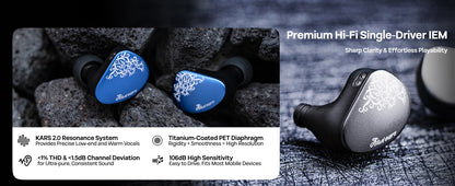 Linsoul Kiwi Ears Cadenza II IEM 10mm Titanium Dynamic Driver HiFi Earphones with KARS 2.0 & Detachable Cable
