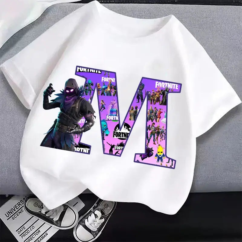 New Fortnites Kids T-shirts Cartoon Letter Graphic T-shirts Boys Girls Summer Casual Sports Short Sleeves Tops Children Clothing