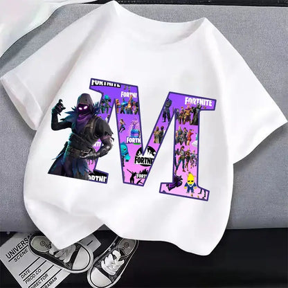 New Fortnites Kids T-shirts Cartoon Letter Graphic T-shirts Boys Girls Summer Casual Sports Short Sleeves Tops Children Clothing