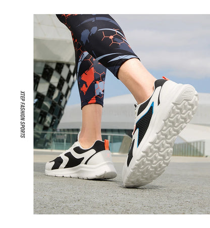 Xtep Sports Shoes Men's Mesh Breathable Running Shoes Winter Marathon Black White Men's Sports Shoes Sneakers Man 879119110110