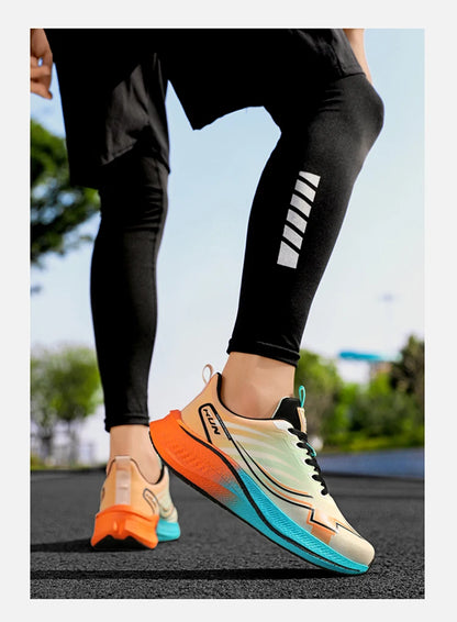 Chaussures de course à amorti pour homme avec plaque en carbone ; baskets légères de marathon pour femme, pour le jogging, l'entraînement, le fitness et l'exercice physique