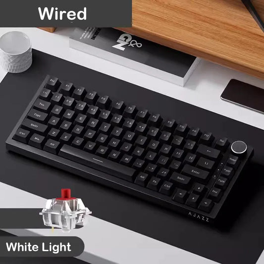 AJAZZ AK820  Mechanical Keyboard 70% Compact Layout/RGB Lighting/Hot-swappable Switches,with Wired,Wireless,and Bluetooth