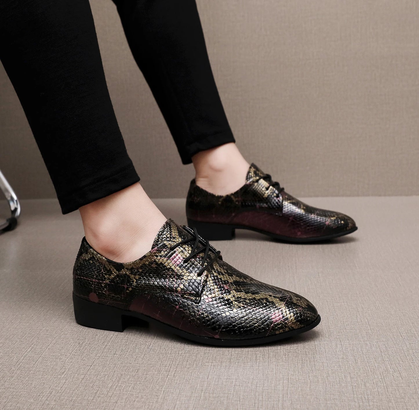 PU Leather Men's Oxford Shoes Street Style Casual Shoes Lightweight Sneakers Outdoor Male Walking Shoes Formal Dress Footwear