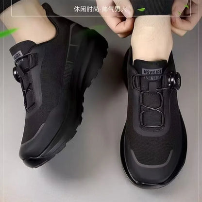 Original New Men Rotating-Button Driving Sneakers Platform Casual Walking Shoes Outdoor Wear-Resistant Running Sports Shoes Plus Size