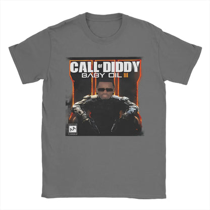 Men T-Shirt Call of Diddy Party Brainrot Sigma Humorous 100% Cotton Tees Short Sleeve  T Shirt O Neck Clothes Classic