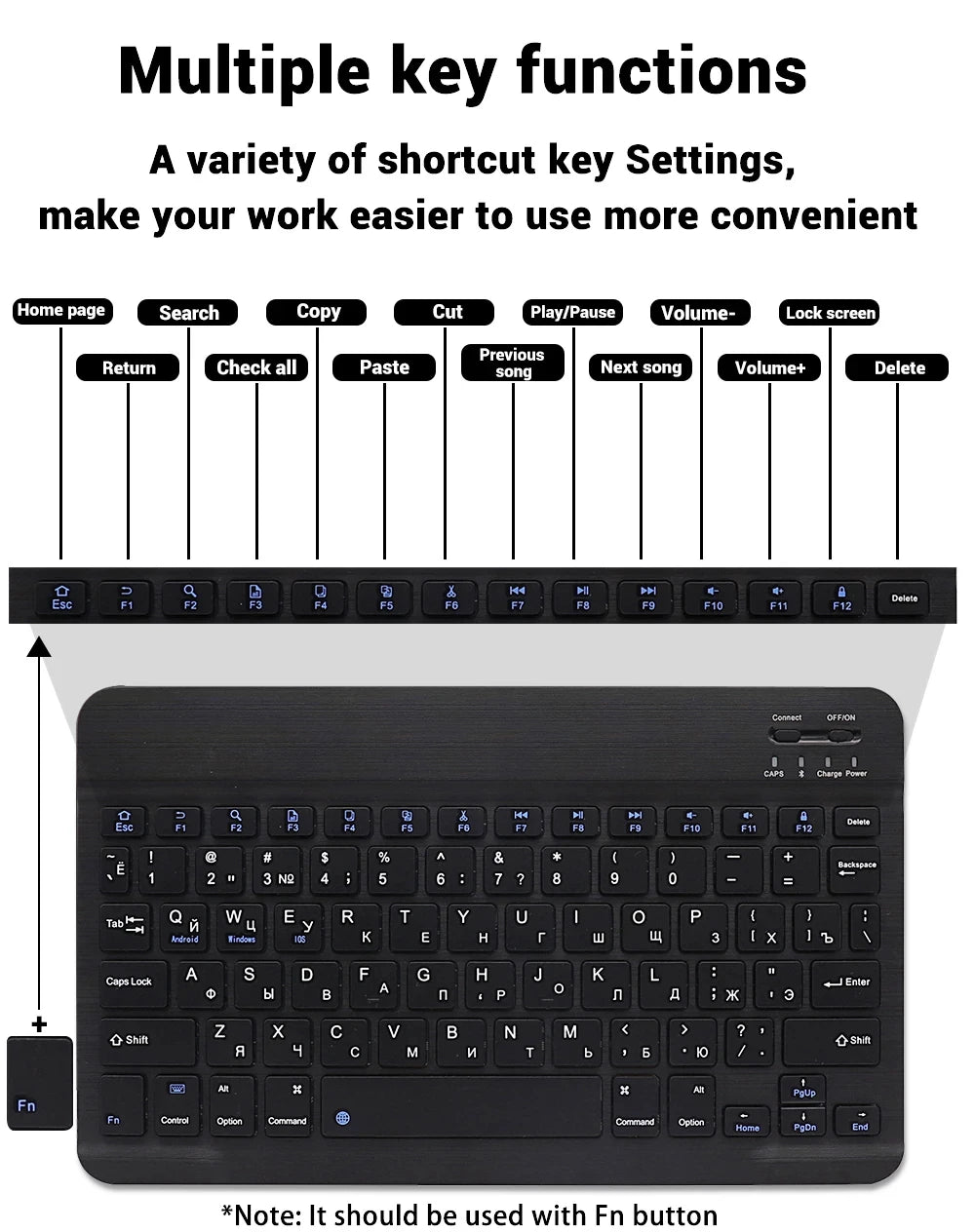 Mini teclado Bluetooth RGB inalámbrico de 10 inch con retroiluminación, panel táctil y compatibilidad con IOS, Android, Windows e iPad