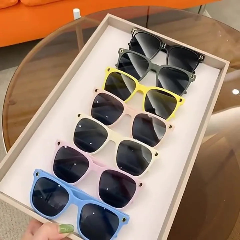 Dětské retro čtvercové sluneční brýle pro chlapce a dívky, sluneční brýle s ochranou UV400 a módním logem D, módní dětské brýle pro venkovní aktivity