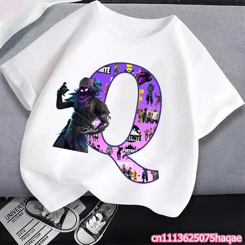 New Fortnites Kids T-shirts Cartoon Letter Graphic T-shirts Boys Girls Summer Casual Sports Short Sleeves Tops Children Clothing