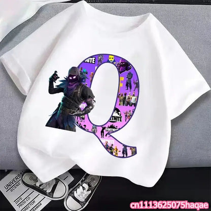 New Fortnites Kids T-shirts Cartoon Letter Graphic T-shirts Boys Girls Summer Casual Sports Short Sleeves Tops Children Clothing