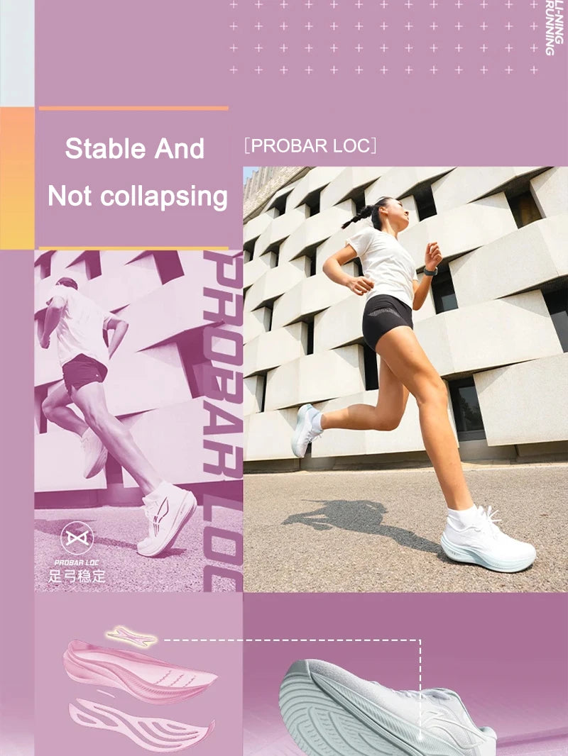 Li-Ning Women's YUEYING 5 Optimized Cushion Running Shoes with Wide Toe Box TEMPO BOUNCE Reflective LiNing Sneakers ARHW004