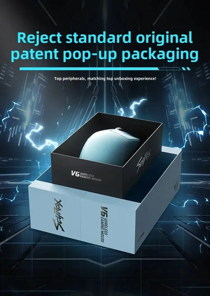 SCYROX V6 ikke-porøs trådløs esports-mus 40g 750IPS med 8k-modtager, hurtig respons, PixArt 3950, høj kvalitet, 8KHz webdriver
