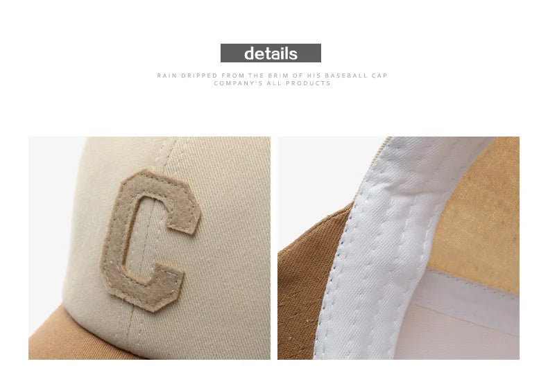 Vintage-Baseballkappe mit gesticktem „C“ | Zweifarbiges Design, verstellbarer Riemen, Unisex für Männer und Frauen