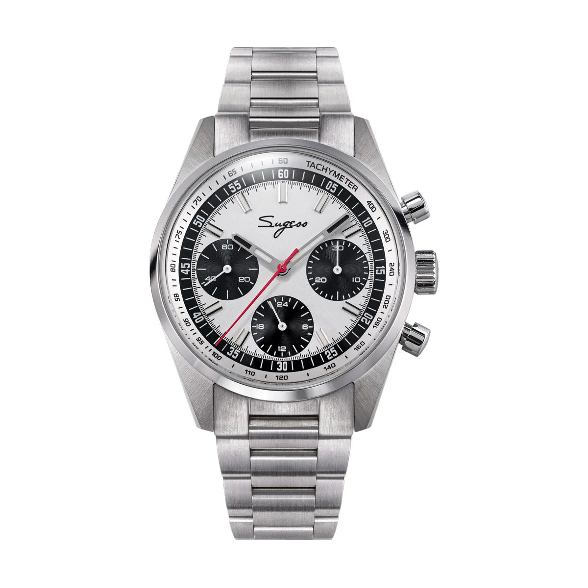 Sugess Mens Watch 38mm Chronograph Mechanical Wristwatches Tianjin Gooseneck Movement Sapphire Crystal Roulette Dial S465 new
