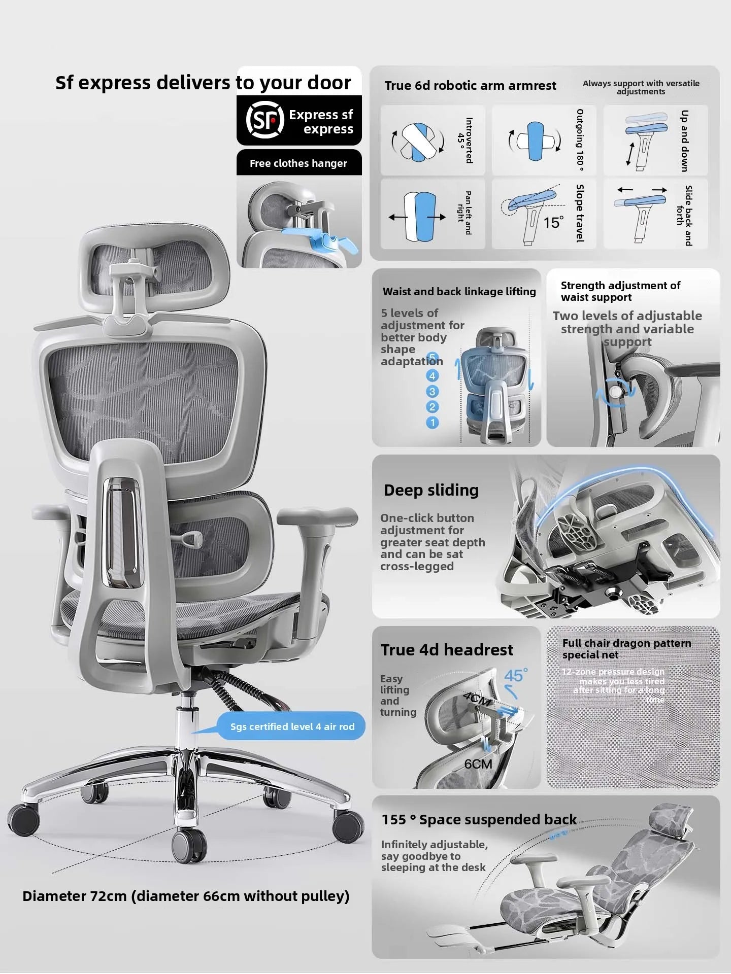 Ergonomic Office Chair with Lumbar Support, Adjustable Height Gaming Chair, Comfortable Computer Chair with Swivel Recliner Design for Home & Office