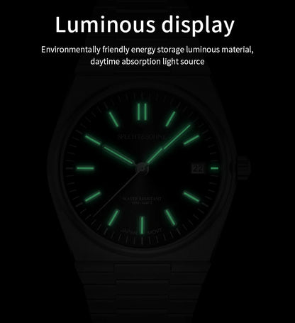 2025 SPECHT&SOHNE New Rubber Strap Fashion Quartz Watches For Men Stainless Steel Watch Ice Blue Luminous Sapphire Crystal 5BAR