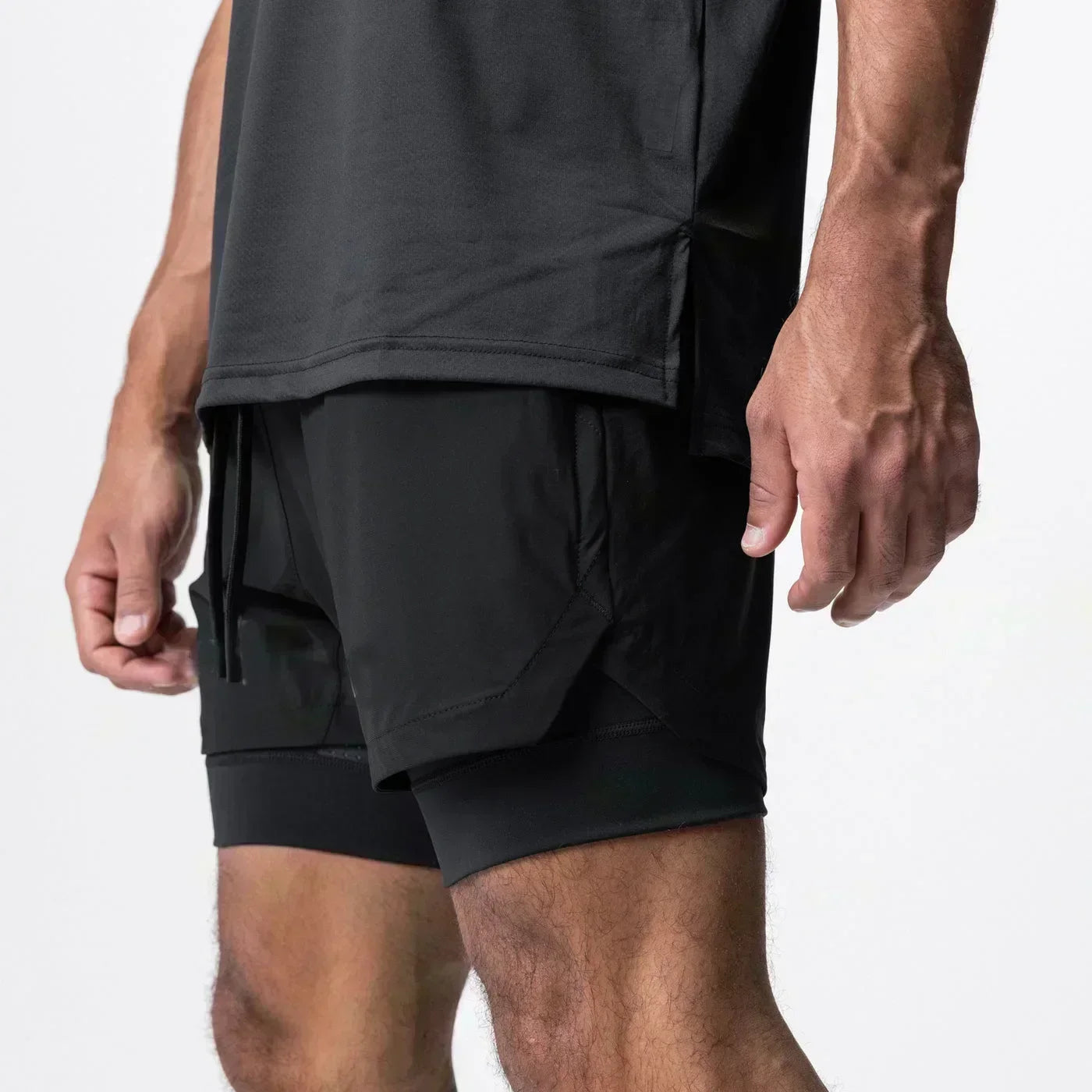 Dragon Ball Men's Shorts Double Layer 2-in-1 Pants Broly Japanese Anime Summer and Autumn Fake Two-piece Fitness Gym Sweatpants