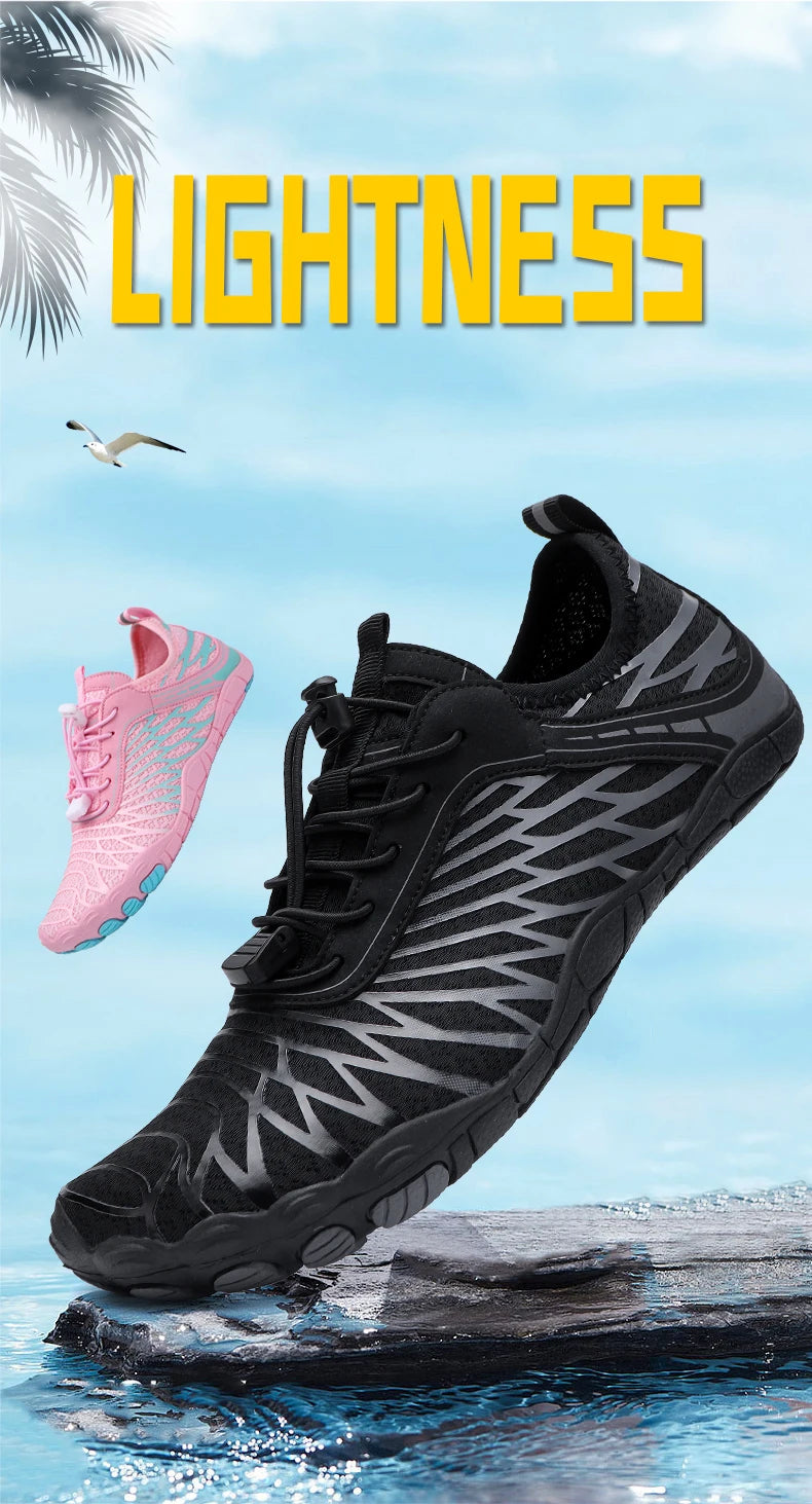 Men's Water Shoes and Women's Beach Barefoot Aqua Shoes, Quick-Dry Swimming, Wading Sports Sneakers for Upstream Boating, Fishing, Surfing