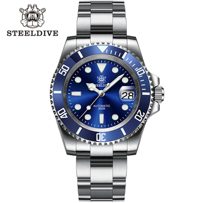 STEELDIVE SD1953 41MM Classic Water Ghost Calendar Magnifier NH35 Mechanical Movement BGW9 Super Luminous 30Bar Waterproof Watch