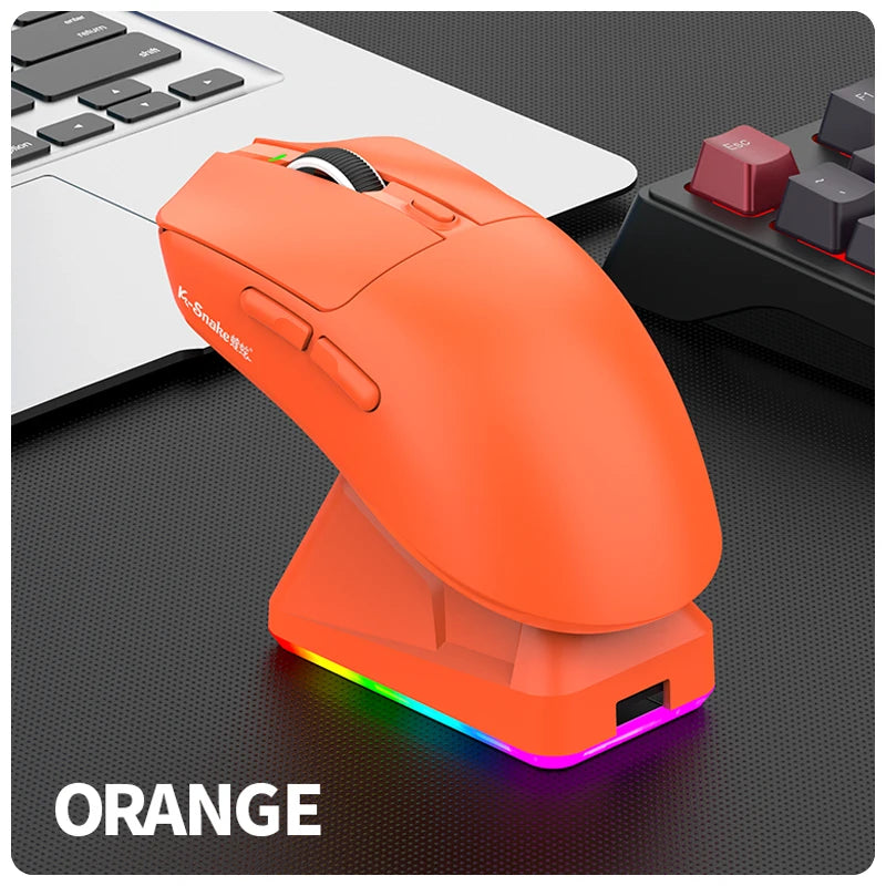 K-Snake X11 Bluetooth Wireless Gaming Mouse, Tri-Mode RGB Rechargeable Mouse with PAW3311 Sensor, 12000 DPI Magnetic Charging Gaming Mouse for PC, Laptop & Office
