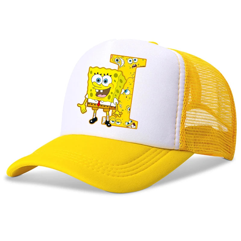 New Spongebob Children Baseball Caps Kawaii Cartoon Letter Printed Hat Kids Casual Sun Hat Adjustable Peaked Cap Birthday Gifts