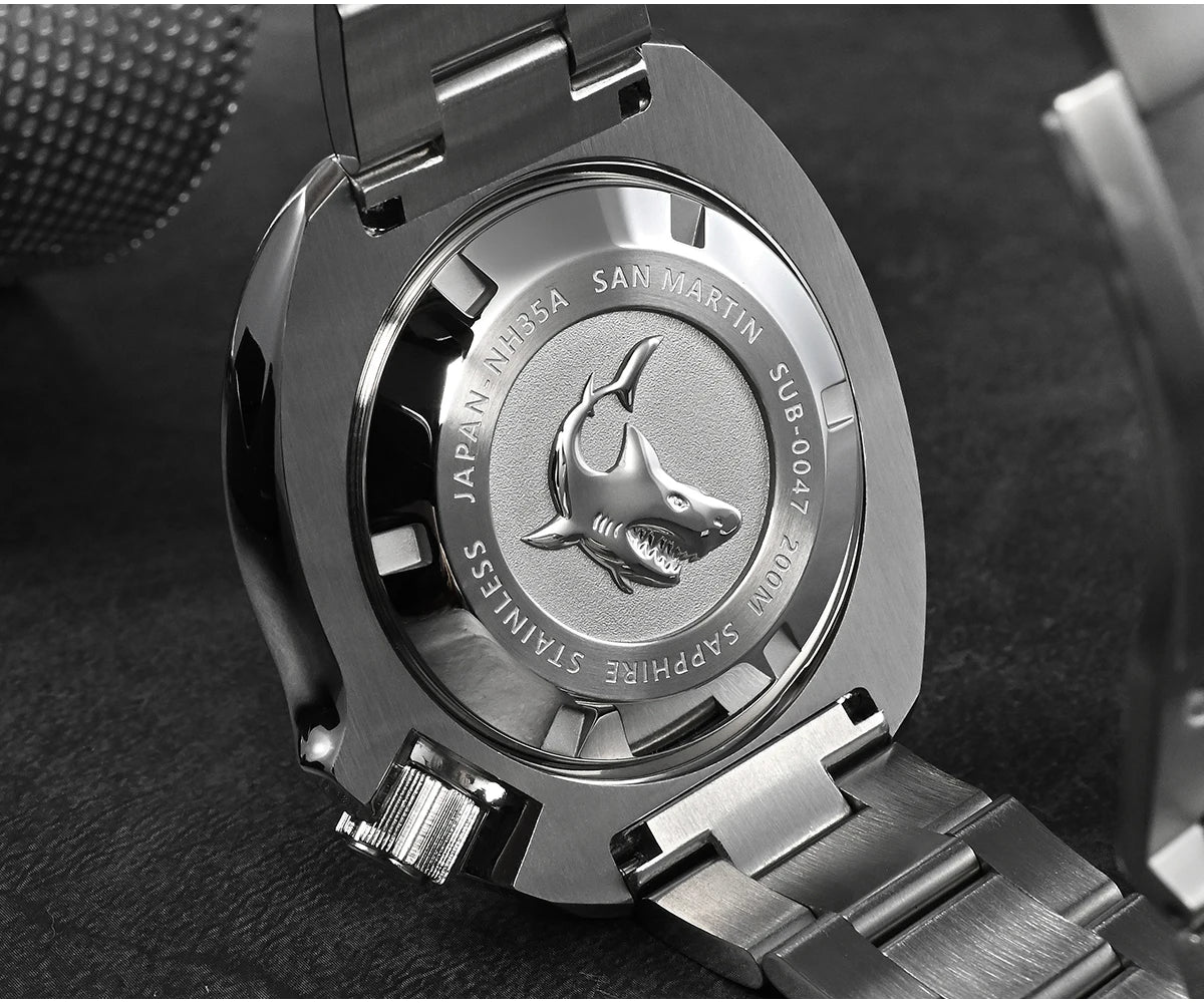 San Martin Turtle Men's Diver Watch 44mm NH35 Automatic Mechanical Wristwatch Sapphire Waterproof 200m Luminous Watches SN0047