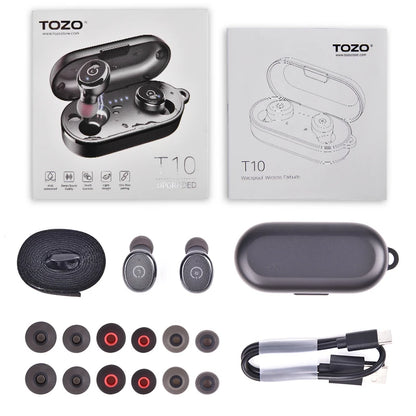 TOZO T10 Bluetooth 5.3 Earphones, Wireless Headphones, AI Enhanced Calling With Deep Bass, IPX8 Waterproof Earbuds, 45H Play