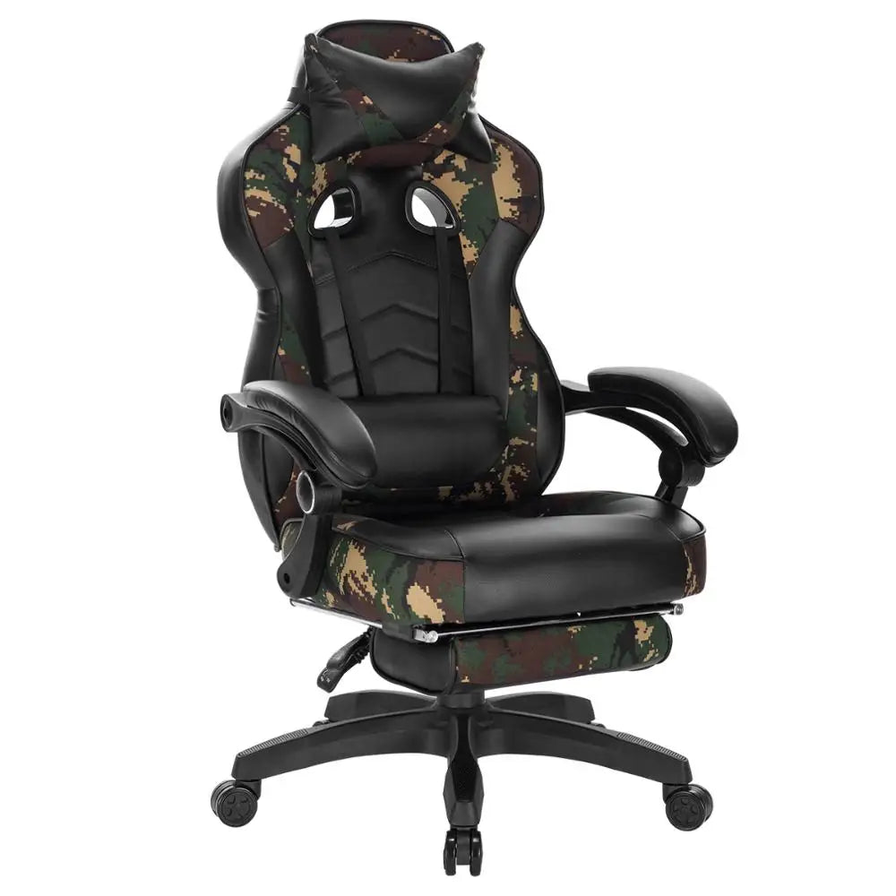 WOLTU Racing Gaming Chair Ergonomic Office Chair with Footrest, Adjustable Reclining Gamer Chair, Swivel Computer Desk Chair with Headrest & Lumbar Support